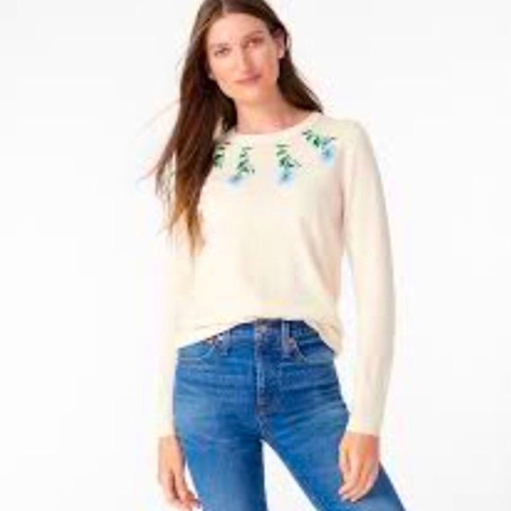 NWOT Jcrew womens Margot embroidered sweater size small